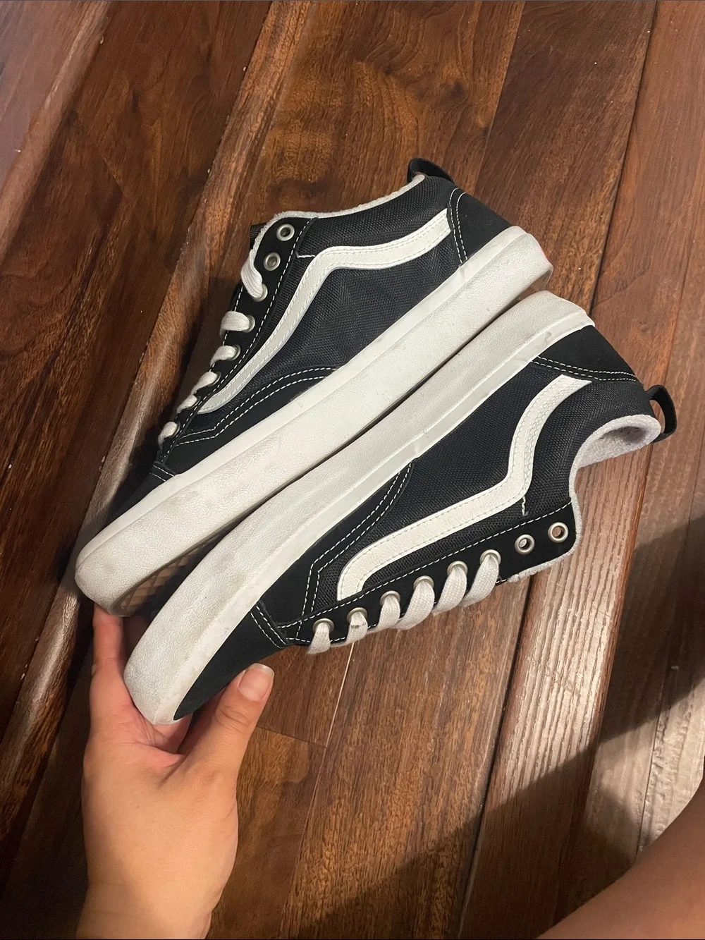 Vans Mens Skate Old Skool 36+ Black White Red Low-Top Skate Sneakers